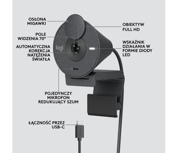Logitech Brio 300 grafit - 1110358 - zdjęcie 11